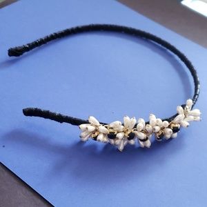 Tasha black Headband with Pearl Detailing